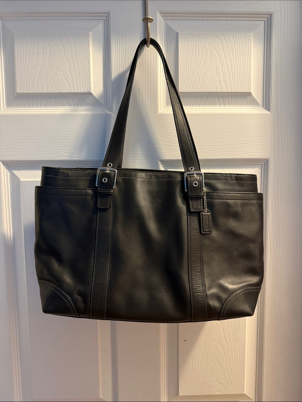 Coach Black Leather Shoulder Tote -Women’s Bag